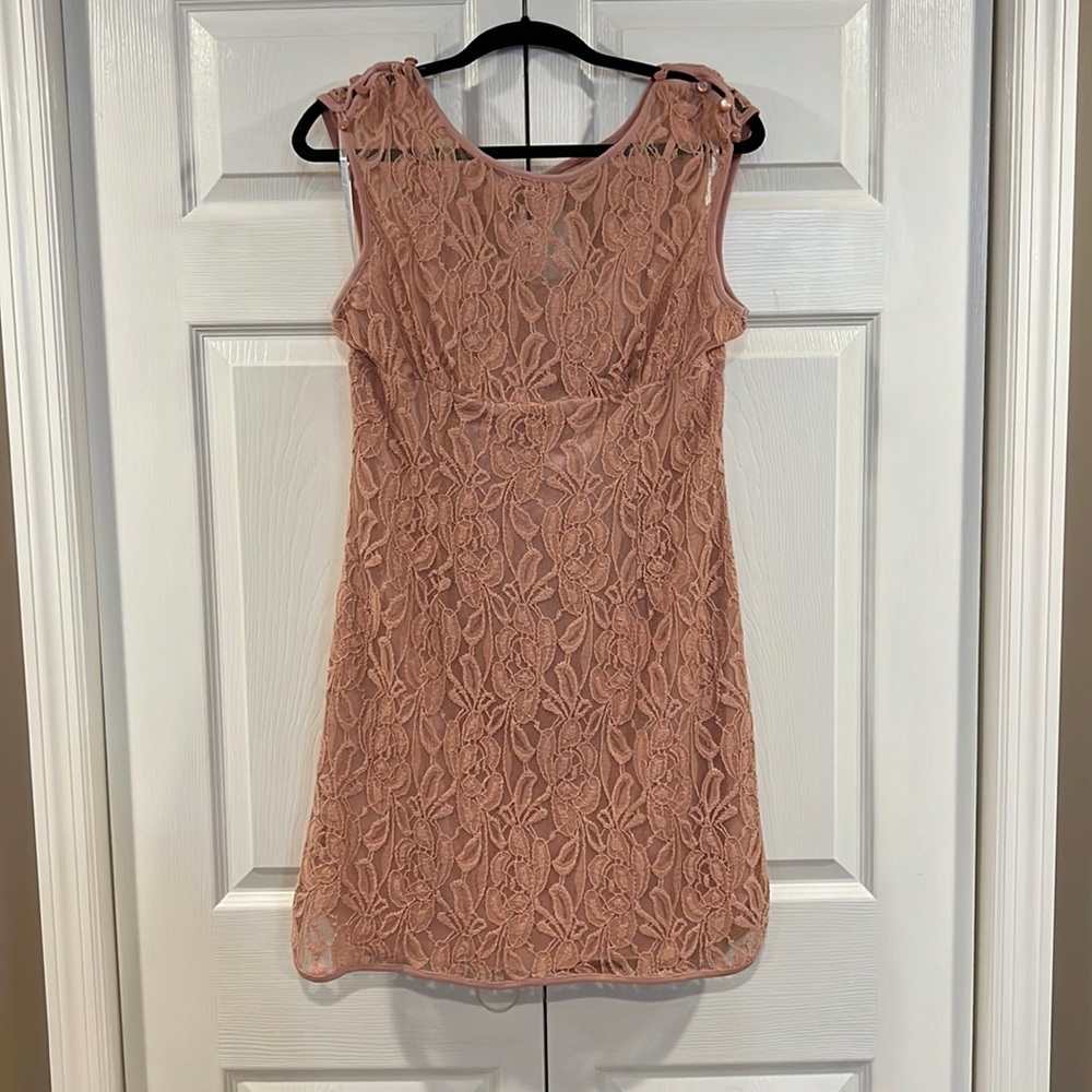 Elegant Lace Mauve Dress